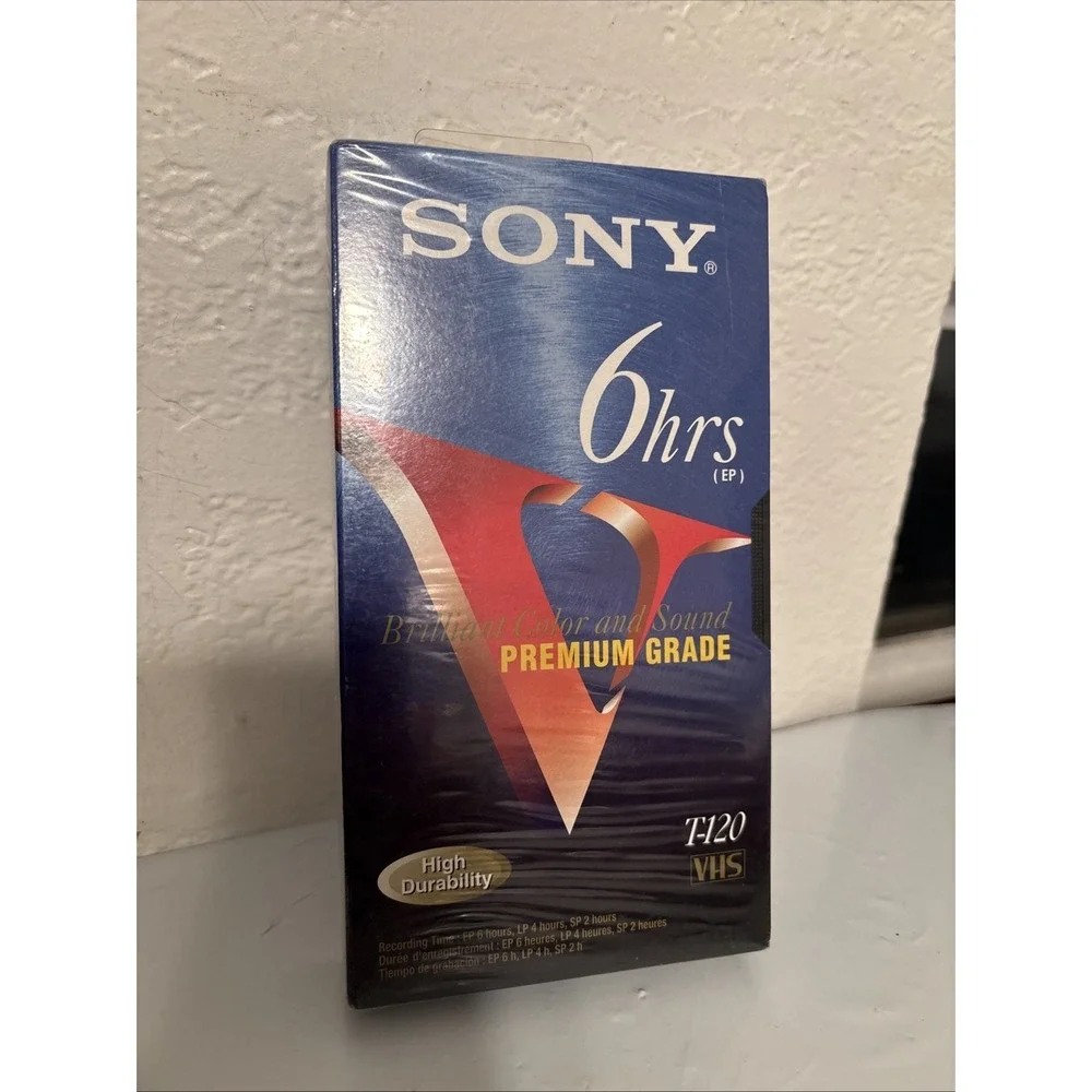 Vintage Sealed Sony 6 Hour Premium‎ Grade High Durability T-120 VHS Tape